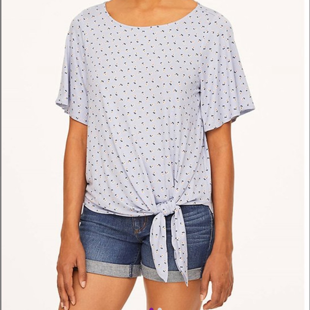 Daisy Tie-Hem Flutter-Sleeve Top